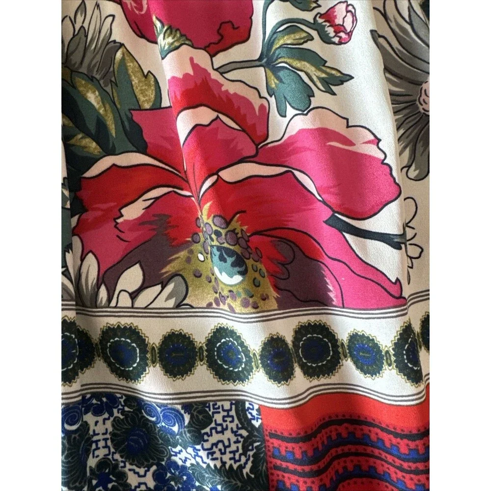 Anthropologie Vanessa Virginia Persian Rose Dress Tassels Red Navy White Small - Picture 10 of 14
